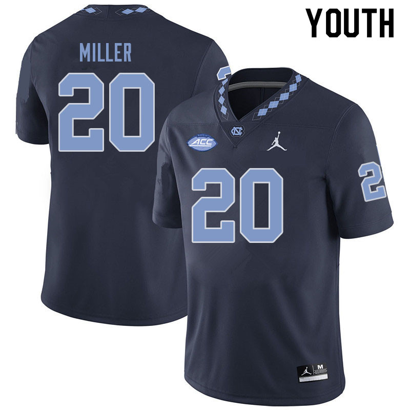 Youth #20 Brooks Miller North Carolina Tar Heels College Football Jerseys Sale-Navy